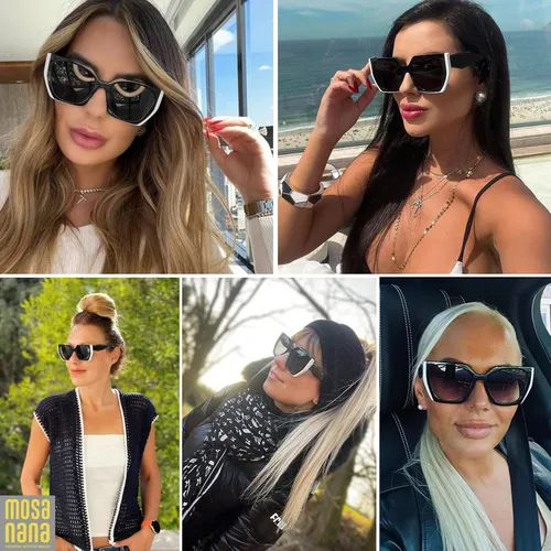 Vista 2 de mosanana Gafas de sol cuadradas de ojo de gato para mujer, estilo geométrico moderno, modelo COCO