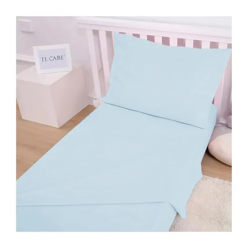 Vista 5 de TL Care Juego de sábanas de 3 piezas de punto de jersey de algodón 100% natural, azul, suave y transpirable, para niños y niñas