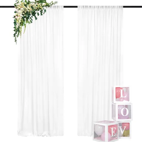 Vista 16 de DUOBAO Cortina de gasa rosa, 2 paneles de 29 x 96 pulgadas, cortinas de telón de fondo de boda, cortinas de playa transparentes para sala de estar