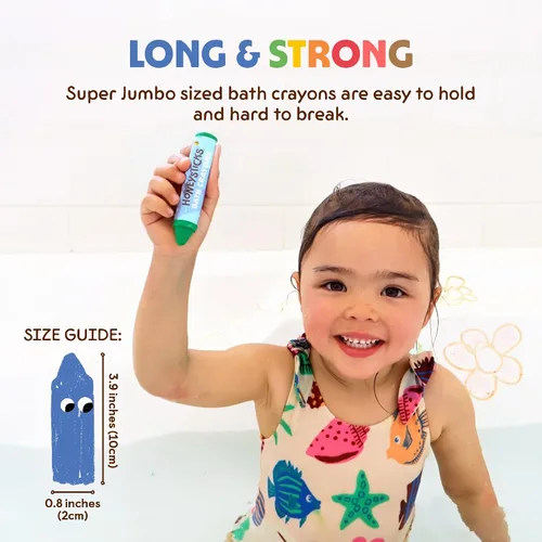 Vista 7 de Honeysticks Crayones de baño súper jumbo no tóxicos (paquete de 7) para niños pequeños de 1 a 3 años y niños de 4 a 8 años, crayones de cera