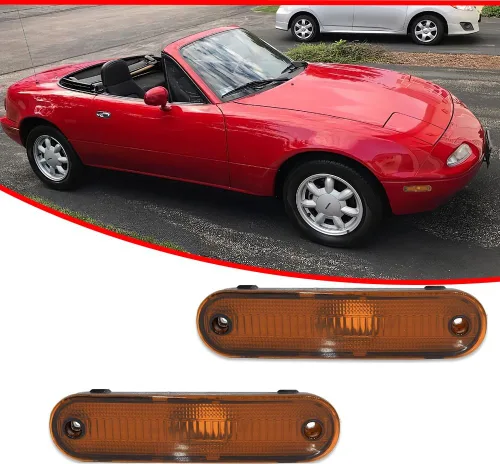 Vista 2 de Conjunto de carcasa de luz de marcador lateral de lente roja ámbar delantera y trasera compatible con lámpara de parachoques Fender Fender 1990-2005
