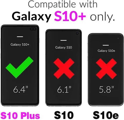 Vista 2 de Funda de teléfono para Samsung Galaxy S10 Plus con protector de pantalla de vidrio templado y tarjetero con soporte para tarjetero, accesorios