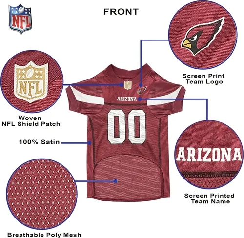 Vista 8 de Pets First NFL Arizona Cardinals Camiseta para Perro, Talla Extra Pequeña, Disfraz de Camiseta de Fútbol Americano para Mascota, Camiseta Deportiva