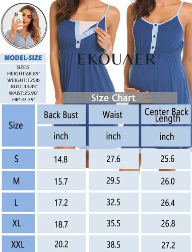 Vista 6 de Ekouaer Camisones de maternidad sin mangas para mujer, ropa de dormir posparto para mujer, lactancia S-XXL