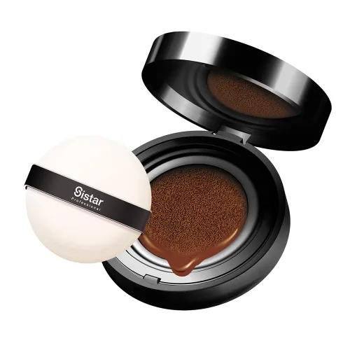 Vista 13 de Sistar Cojín BB para perfeccionar la piel, cobertura completa, de larga duración, base de brillo natural, funda On The Go con espejo (profundo)