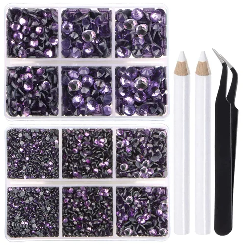 Vista 31 de LPBeads 10000 unidades de diamantes termoadhesivos SS6 amatista con parte trasera plana, gemas de diamantes de imitación de cristal redondas