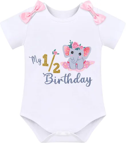 Vista 2 de ODASDO Traje de cumpleaños de elefante para bebé niña 12 1er 2 3 cumpleaños Cake Smash mameluco falda tutú diadema conjunto