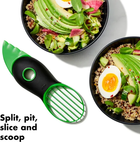 Vista 7 de OXO Good Grips - Picadora de verduras y cebollas con apertura de vertido fácil y rebanadora de aguacates Good Grips 3 en 1, color verde