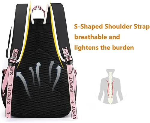 Vista 5 de Kpop - Mochila escolar de dos veces mochila casual para libros de dos veces Negro