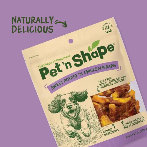 Vista 5 de Pet 'n Shape Sweet Potato Chews – Golosinas naturales de batata envuelta en pollo para perros - 42 onzas