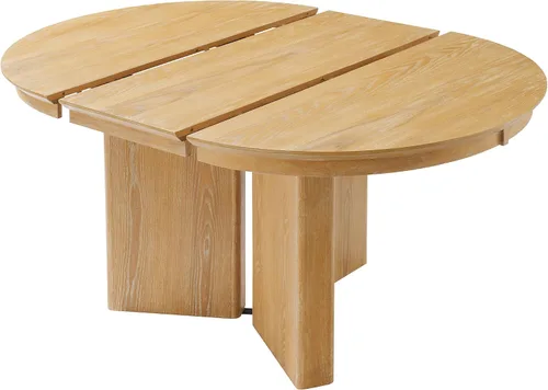 Vista 8 de Mesa de comedor extensible ovalada de madera con base de pedestal Marrón