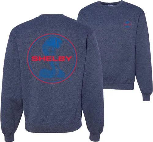 Vista 4 de Wild Bobby Shelby Cobra USA Logo Emblem Powered by Ford Motors Cars and Trucks Front and Back Sudadera unisex con cuello redondo, color azul marino
