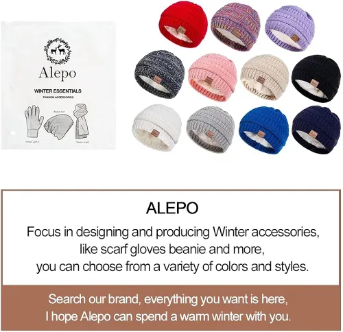 Vista 5 de Alepo Fleece Lined Baby Beanie Hat Infant Newborn Toddler Kids Winter Warm Knit Cap for Boys Girls