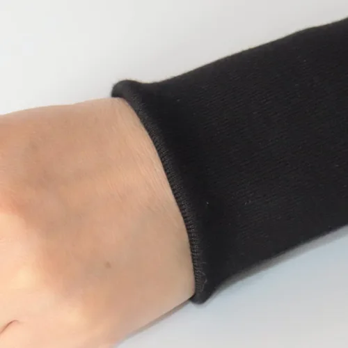 Vista 3 de TinaKim Tela de punto acanalado, puños acanalados para coser chaquetas, pantalones, suéteres (negro tubular, 16 x 3.5 pulgadas)