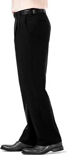 Vista 3 de Haggar Cool 18 Pro para hombres - Pantalón de ajuste clásico, con plisado frontal y cintura expandible oculta, tallas regulares y grandes y altas