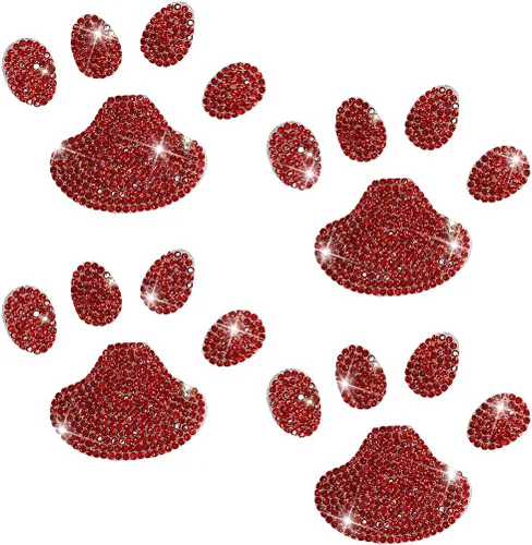 Vista 8 de 4 piezas de calcomanías decorativas de cristal para coches, adhesivos de brillo con cristal de fantasía en forma de pata de perro, calcomanía