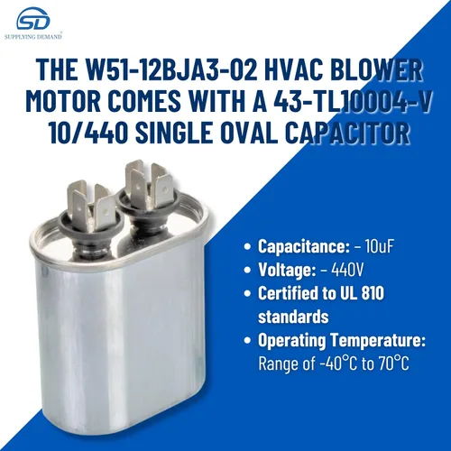 Vista 3 de Supplying Demand W51-12BJA3-02 Motor del ventilador del ventilador HVAC 1/2 HP 1 fase 3 velocidad 208/230V 1075 RPM debe coincidir