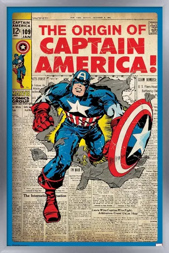 Vista 8 de Trends International Marvel Comics - Póster de pared original de 24 x 36 pulgadas, Capitán América, 24 x 36 pulgadas, versión enmarcada en negro