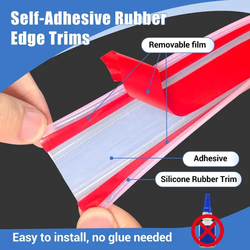 Vista 3 de Borde de goma, borde de canal en U autoadhesivo, protector de borde para madera contrachapada y madera, bandas de borde en forma de U para despegar