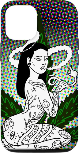 Vista 26 de iPhone 16 Weed Smoking Babe Marihuana Cannabis Smoke Stoner 420 Estuche de regalo