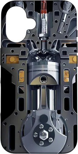 Vista 32 de Mecánico Motor Metal Pistón Cilindros Metal PC Case para iPhone 17