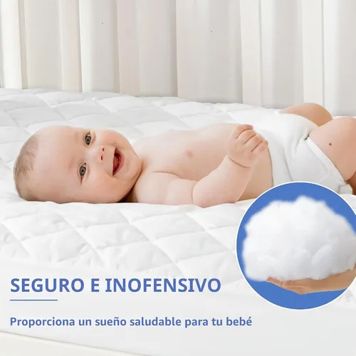 Vista 2 de GRT Paquete de 1 protector de colchón impermeable para cuna, funda acolchada para colchón de bebé, bolsillo profundo ajustable de 4 a 9 pulgadas
