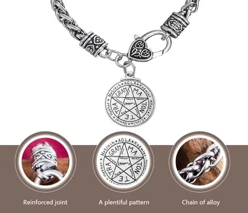 Vista 4 de Lemegeton Talisman for Love - Pulsera Wicca con dije de pentáculo de Salomón para el amor Metal no conocido