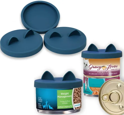 Vista 6 de OHMO Paquete de 2 tapas para latas de comida para gatos, tamaño pequeño (3 onzas), tapas de silicona para latas de comida para gatos de 3 onzas
