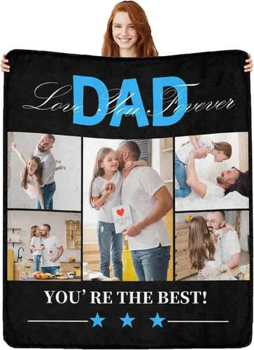 Vista 40 de Regalos personalizados de cumpleaños para el Día del Padre, para papá, abuelo, hombres, manta personalizada con fotos para mi papá, regalos de hija