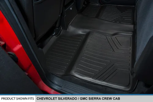Vista 4 de SMARTLINER Juego de tapetes de piso de recubrimiento, de 2 filas, para Chevrolet Silverado 1500 2007-2013