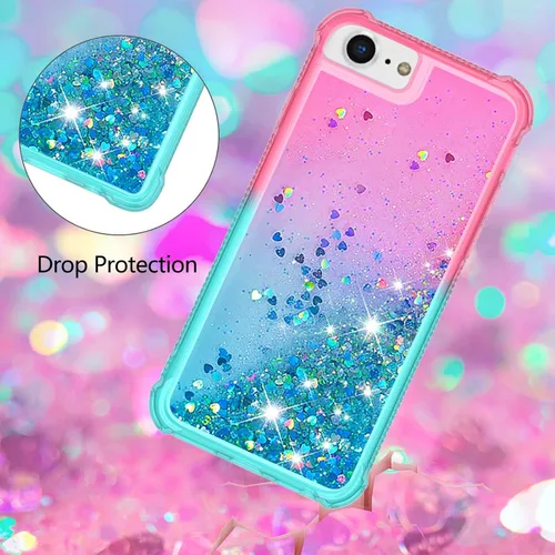 Vista 3 de Funda para iPod Touch de 7ª generación, iPod Touch 6ª/5ª generación para niñas, mujeres, niños, bonita purpurina líquida suave TPU transparente a