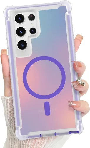 Vista 276 de Bonoma - Funda compatible con Samsung Galaxy S21 Plus, diseño de corazón con purpurina, color rosa Support for MagSafe, Plating Magnetic Case TPU