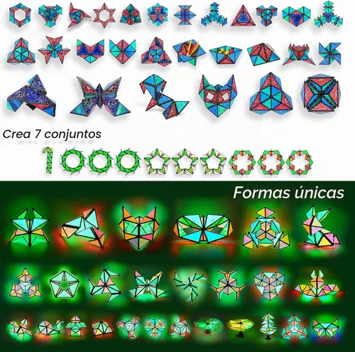 Vista 3 de TOSY Pirámide Magnética que Brilla en la Oscuridad - 1 Cubo se Transforma en 1 Billón de Formas, 15 piezas