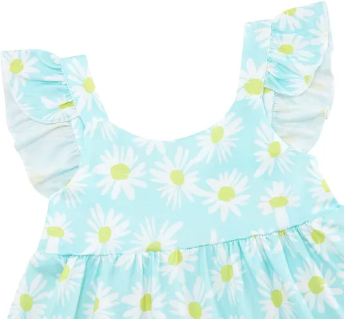 Vista 3 de Vieille Vestido de verano para niñas pequeñas, con volantes, sin mangas, casual, vestido de playa, escalonado, vestido de princesa para 2-8 años