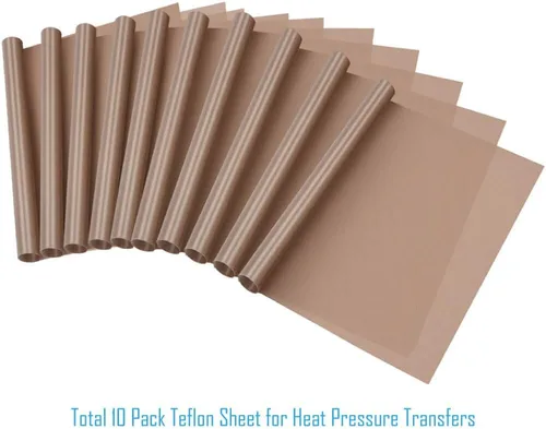 Vista 3 de Selizo Paquete de 10 láminas de teflón de PTFE para prensa de calor de 16 x 24 pulgadas, antiadherente, resistente al calor