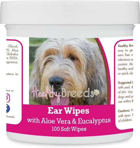 Vista 110 de Healthy Breeds Affenpinscher Toallitas de limpieza de oídos con aloe y eucalipto para perros, 100