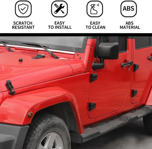 Vista 3 de Hoolcar Bisagra de puerta del capó del motor, bisagra de la puerta trasera, cubierta de bisagra de puerta de ABS, accesorios para exteriores Negro