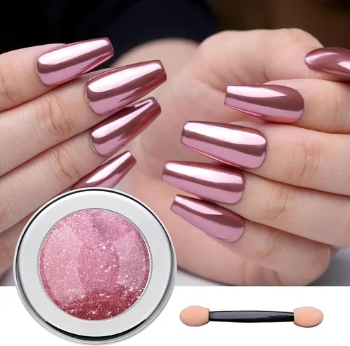 Vista 11 de Pretty Diva Polvo de uñas cromado, polvo de cromo para uñas con efecto espejo de bronce/cobre, polvo cromado metálico con reflejos para arte
