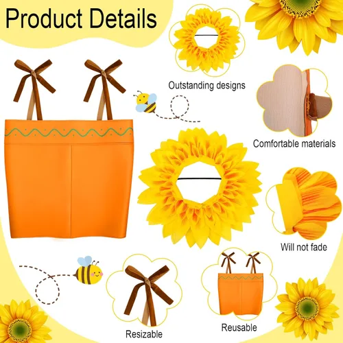 Vista 3 de Hicarer Juego de 2 piezas de disfraz de flores en maceta para adultos, incluye maceta, disfraz de maceta, disfraz de girasol, sombrero de girasol