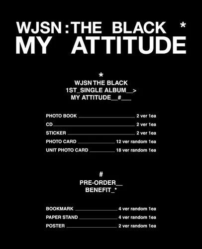 Vista 2 de WJSN The Black - My Attitude (1er álbum individual) álbum+fotolibro+tarjeta fotográfica+juego de tarjetas de fotos extra (1 (negro) Ver.)