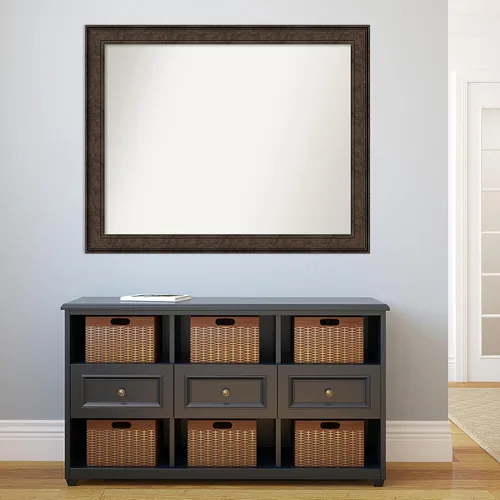 Vista 496 de Amanti Art Espejo de pared personalizado no biselado (25 x 25 pulgadas), marco de bronce acentuado, varios tamaños personalizados, espejo de baño