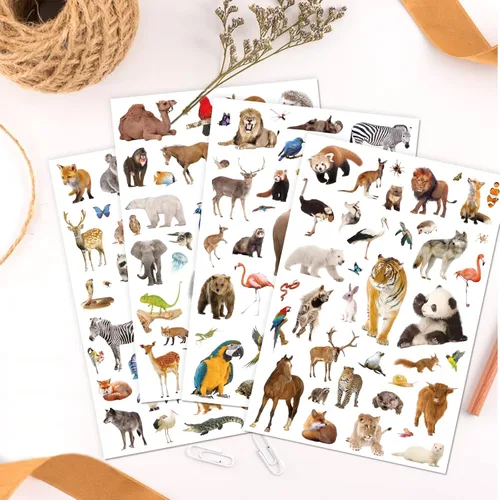 Vista 2 de Calcomanías de animales de safari en la selva, suministros de fiesta, 750 unidades, safari salvaje, bosque, zoológico, animales, calcomanías