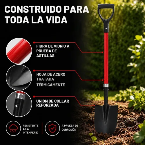 Vista 4 de TABOR TOOLS Pala con hoja redondeada y cómodo mango de agarre en D de 31 pulgadas de fibra de vidrio, pala de excavación. J201A.