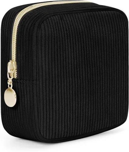 Vista 8 de Wandering Nature Pequeña bolsa de maquillaje para bolso, bolsa de cosméticos con cremallera para mujer, bolsa de viaje de cuero vegano ecológico