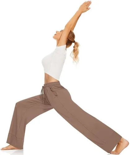 Vista 6 de TARSE Pantalones de yoga de pierna ancha para mujer, talla grande, pantalones palazzo, cintura alta, pantalones de pijama, pantalones casuales