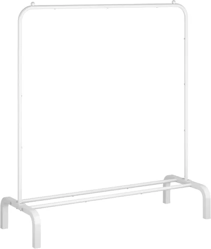 Vista 8 de Perchero de metal con estante inferior para colgar ropa, camisas, jeans y abrigos, color negro