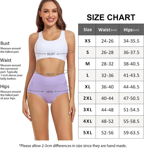 Vista 5 de wirarpa - Ropa interior de algodón para mujer, cintura alta y cobertura completa, paquete de 4unidades (tallas regular y extragrande)