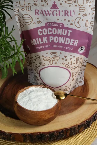 Vista 2 de RawGuru Leche de coco orgánica en polvo, vegana y rica en nutrientes con hierro y potasio, leche orgánica rica y cremosa para beber o hornear, 16