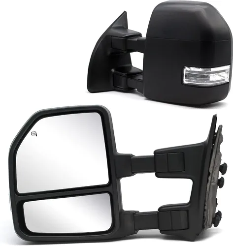 Vista 12 de JZSUPER Espejos de remolque aptos para 1999 2000 2001 2002 2003 2004 2005 2006 2007 Ford F250 F350 F450 F-550 Super Duty, eléctricos