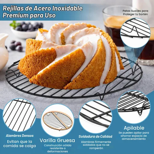 Vista 3 de P&P CHEF Estante de cocina redondo, rejilla de enfriamiento para vapor, 7.5 Negro